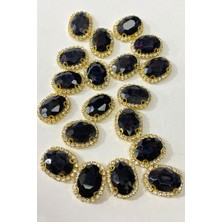Siyah Gold Kasalı Oval Dikme Taş 5 Adet