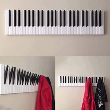 Galery Wood Dekoratif Ahşap 15 Tuşlu Piyano Elbise Askılık; Piano Çok Amaçlı Müzik, Duvar, Kapı Askı;15x55cm