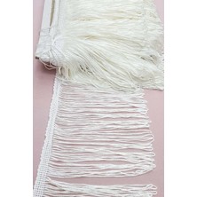 Beyaz İthal Şerit Püskül 15 cm ( 1 mt )