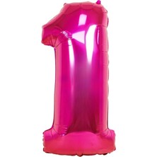 Organizasyon Pazarı 34 inç 1 Pembe Renk Rakam Folyo Balon