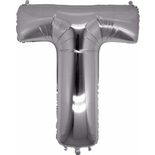 Organizasyon Pazarı 34 inç T Gümüş Renk Harf Folyo Balon
