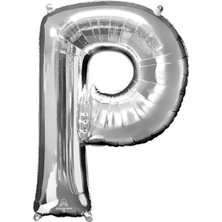 Organizasyon Pazarı 34 inç P Gümüş Renk Harf Folyo Balon