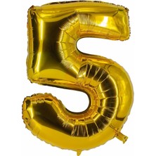 Organizasyon Pazarı 34 inç 5 Gold Renk Rakam Folyo Balon