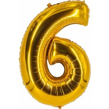Organizasyon Pazarı 34 inç 6 Gold Renk Rakam Folyo Balon