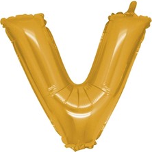 Organizasyon Pazarı 34 inç V Gold Renk Harf Folyo Balon