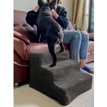 Kedi & Köpek Merdiveni Fermuarlı 3 Basamak Sünger Merdiven - Gri