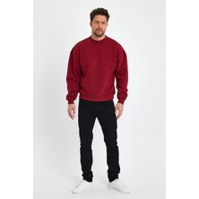 Kef Clothing Bordo Sweatshirt, Oversize Sweatshirt, Erkek Sweatshirt, Bisiklet Yaka Sweatshirt