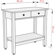 Boyut Mobilya 2 Çekmeceli, Ayaklı, Dekoratif Dresuar