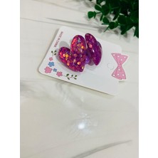 Uras Desing Renkli  Iç Sim Pullu Parlak 2 Adet  Kalp Lastikli Toka