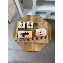 Baykuş Craft Mimarlık Renkli 3 Boyutlu Bebek Ahşap Hatıra Küpü Anı Küpü + Ahşap Fotoğraf Makinesi Seti / Türkçe