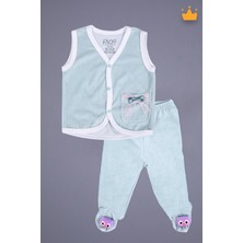 Babyhola Kadife Yelek Patikli Pantolon Unisex Bebek 2'li Set Yeşil