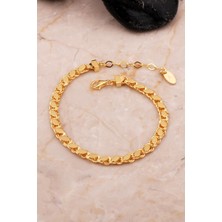 Sümer Telkari Gümüş Altın Kaplama Pullu Arpa Zincir Bileklik 4553