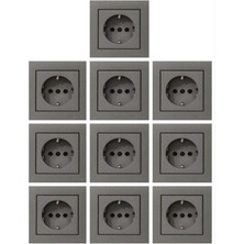 Ovivo Grano Antrasit Topraklı Priz 10'lu Paket