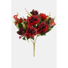 Yapay Çiçek Deposu Yapay 5 Dal Garnitürlü Küçük Kasımpatı Demeti 30 cm Bordo-Kırmızı