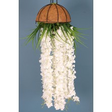 Yapay Çiçek Deposu Zincirli Dekoratif Saksıda Sarkan Yapay Ortanca 115 cm