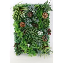 Yapay Çiçek Deposu Yapay Dikey Bitki Hazır Duvar Paneli 55 cm x 55 cm Model 7