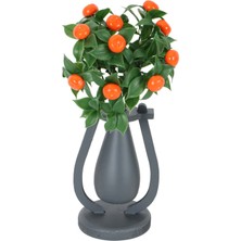 Yapay Çiçek Deposu Dekoratif Mini Vazoda Yapay Mandalina Demeti 30 cm