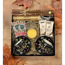 Fiorella Gift El Yapımı Çini Fincan & Tütsü Seti & Kahve & Şekerlik Mum & Mendil & Hediye Seti & Hediye Kutusu