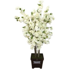 Yapay Çiçek Deposu Yapay Bahar Dalı Ağacı 4 Gövdeli Beyaz 140 cm