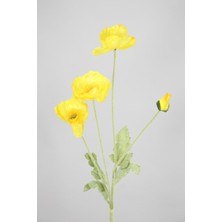 Yapay Çiçek Deposu Yapay Çiçek 4lü Gelincik Dalı 60 cm Sarı