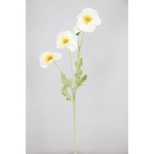 Yapay Çiçek Deposu Yapay Çiçek 4lü Gelincik Dalı 60 cm Beyaz