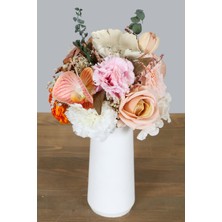 Yapay Çiçek Deposu Beyaz Lüks Vazoda Yapay Çiçek Tanzimi 36 cm Sirius