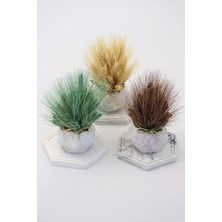 Yapay Çiçek Deposu Tablalı Mermer Görünümlü Saksıda Başak Tanzımi 3lü (Set-4)