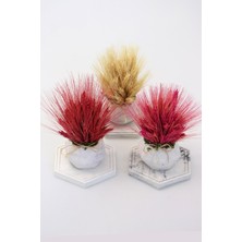 Yapay Çiçek Deposu Tablalı Mermer Görünümlü Saksıda Başak Tanzımi 3lü (Set-5)