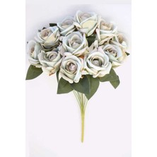 Yapay Çiçek Deposu Yapay 11 Güllü Pastel Demet 50 cm Mint Yeşili