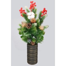 Yapay Çiçek Deposu Yılbaşı Çam Ağacı Yapay Süslü Yeni Yıl Ağacı 55 cm Yeşil-Beyaz