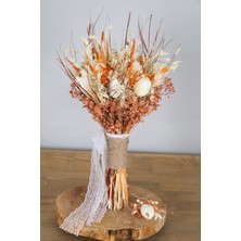 Yapay Çiçek Deposu Lale Gelin Buketi Kuru Çiçekli Turuncu Tonlar(Zoziva)