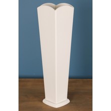 Yapay Çiçek Deposu 55 cm Ahşap Vazo Martı Model Beyaz