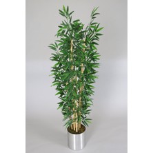 Yapay Çiçek Deposu Gri Metal Saksıda Yapay Bambu Ağaç Eko 155 cm