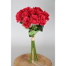 Yapay Çiçek Deposu 12LI Lüx Gül Buketi 40 cm Kırmızı