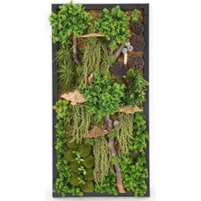 Yapay Çiçek Deposu Ahşap Panoda Bitki Duvar Sukulent Bahçesi Tablo 50 cm x 100 cm