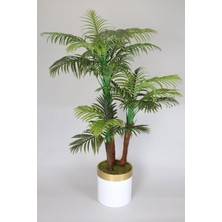 Yapay Çiçek Deposu Metal Beyaz Gold Saksıda Yapay Areka Palmiye Ağacı 180 cm