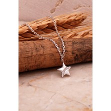 Sümer Telkari Yıldız Mini Rodyumlu Gümüş Kolye 7984