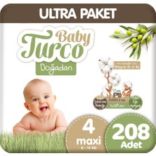 Baby Turco Doğadan Ultra Paket 4 Beden Bebek Bezi 104X2 208 Adet