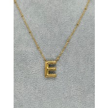 Zd Bellefemme Çelik 316 L Gold Renk Balon E Harf I Kararmaz Kadın Çelik Kolye