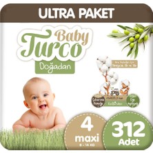 Baby Turco Doğadan Ultra Paket 4 Beden Bebek Bezi 104X3 312 Adet