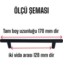 Glaswen 12 Adet Boy Kulp Mat Siyah 128 mm Kulp Mobilya Mutfak Dolabı Çekmece Dolap Kapak Kulpu Kulbu Metal