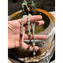 Gümüştel El Sanatları Arpa Kesim Kedi Gözü Toz Kehribar 33'lü Tasarım Tesbih