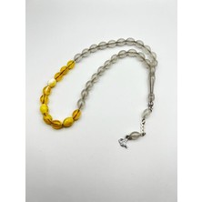 Gümüştel El Sanatları Arpa Kesim Kedi Gözü Toz Kehribar 33'lü Tasarım Tesbih