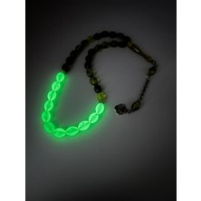 Gümüştel El Sanatları Arpa Kesim Kedi Gözü Toz Kehribar 33'lü Tasarım Tesbih