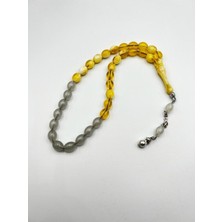 Gümüştel El Sanatları Arpa Kesim Kedi Gözü Toz Kehribar 33'lü Tasarım Tesbih