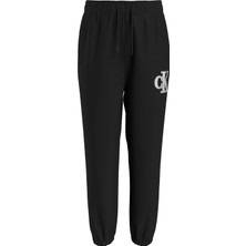 Calvin Klein Lastikli Paça Siyah Kadın Eşofman Altı Metallıc Monogram Sweatpants