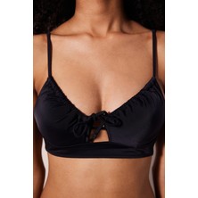 Front Opening Siyah Bikini Üstü