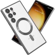 MobaxAksesuar Samsung Galaxy S23 Ultra Kılıf Şeffaf Magsafe Lens Korumalı Mat Kross Silikon Kapak