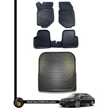 Gold Skoda Super B  3D Havuzlu Paspas 2015-2023 + Bagaj Havuzu Araca Özel Dolcex Kauçuk Set