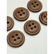 Karan Tuhafiye Kaban Mont Düğmesi / Deri Görünümlü / Taba 6 Lı Set 3 cm